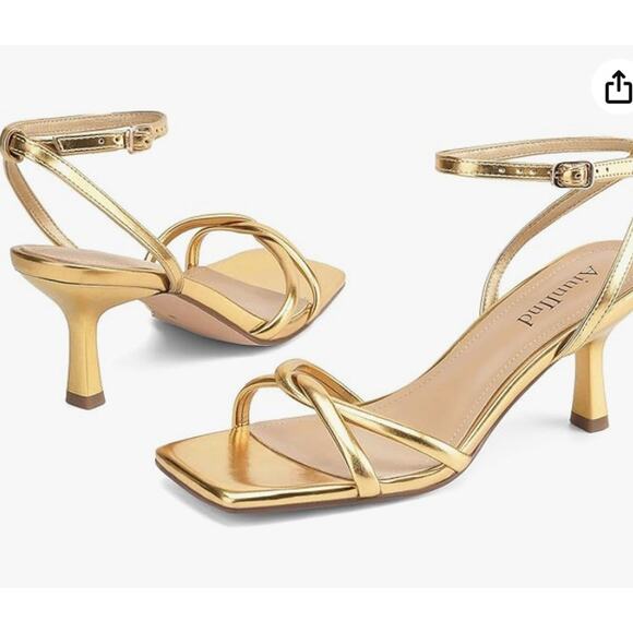 Women's Sandals Square Open Toe Kitten Heels Strappy Ankle Strap - Picture 1 of 3